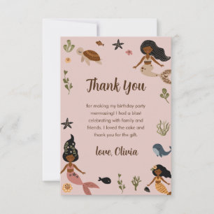 Modern Pink African American Birthday Thank You Card