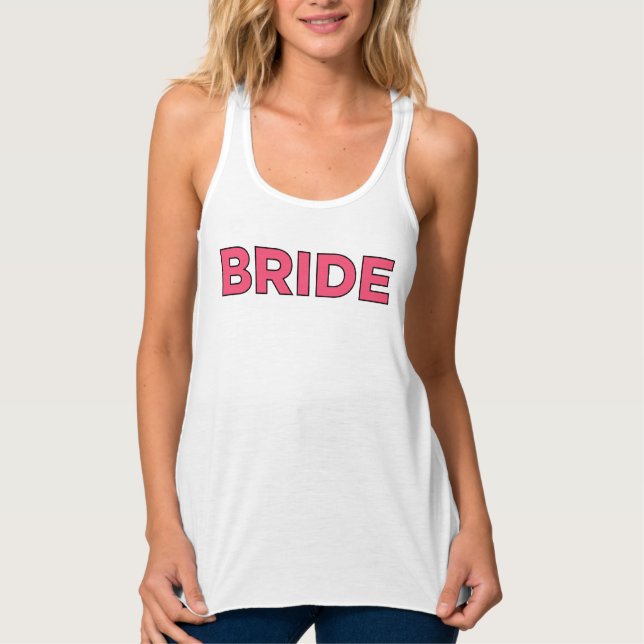 Modern Pink and Black Bride Women's Wedding Day Singlet (Front)