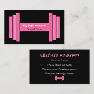 Modern Pink And Black Personal Trainer Business Card