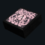 Modern Pink and Black Rose Damask Monogram Gift Box<br><div class="desc">Make your gift extra special with the Modern Pink and Black Rose Damask Monogram Gift Box. Designed with a chic pink background and a sophisticated black damask pattern of roses and floral details, this stylish box adds an elegant touch to any present. The customisable monogram circle outlined in black creates...</div>