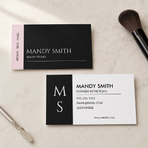 Modern Pink and Black Salon Beauty  Business Card