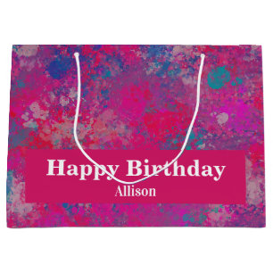 Modern Pink and Blue Cascade of Colour Birthday Large Gift Bag