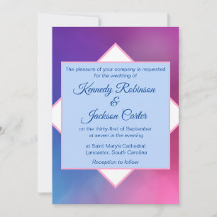 Modern Pink and Blue Geometric Wedding Invitation