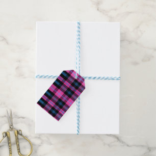 Modern Pink And Blue Plaid Gift Tags