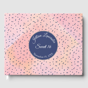 Modern Pink and Blue Sweet 16 Guest Book