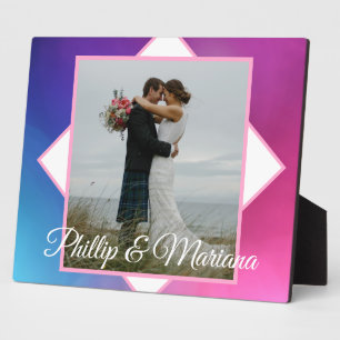 Modern Pink and Blue Wedding Plaque