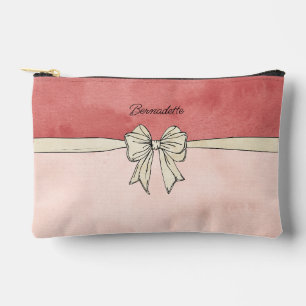 Modern Pink and Cream Bow Bridesmaids Accessory Pouch