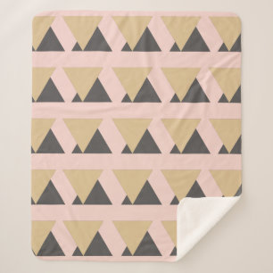 Modern Pink and Gold Geometric Triangle Pattern  Sherpa Blanket