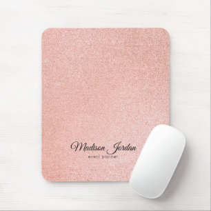 Modern Pink and Gold Marble Glitter Mouse Pad