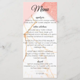 Modern Pink and Gold Marble Menu