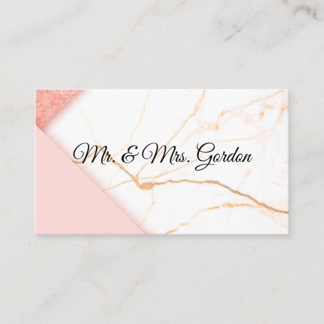 Modern Pink and Gold Marble Place Card (Front)