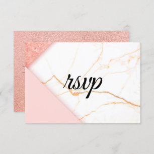 Modern Pink and Gold Marble RSVP Card