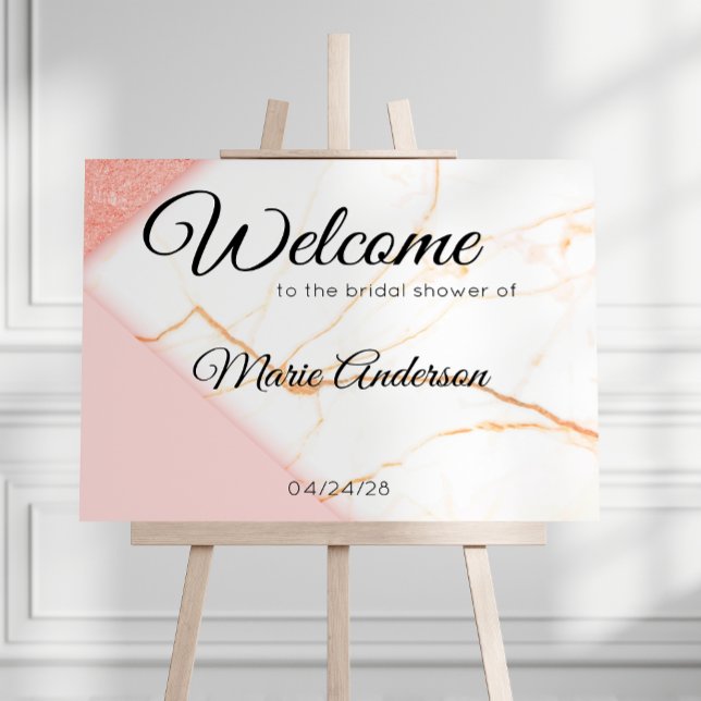 Modern Pink and Gold Marble Shower Poster (Creator Uploaded)