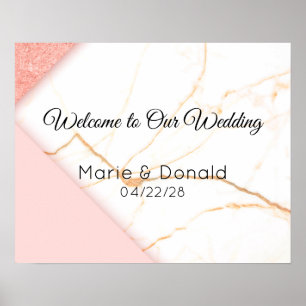 Modern Pink and Gold Marble Wedding Poster