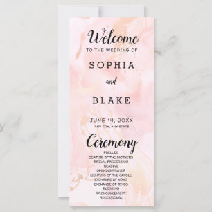 Modern Pink and Gold Marble Wedding Program