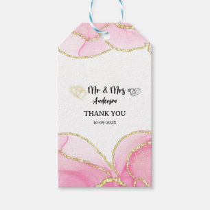 Modern Pink and Gold Mr and Mrs Gift Tags