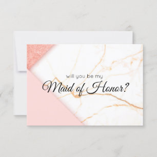 Modern Pink and Gold Will You Be My Maid of Honour
