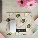 Modern  Pink And Green Avocado Pattern With Name Mouse Pad<br><div class="desc">Modern  Pink And Green Avocado Pattern With Name</div>
