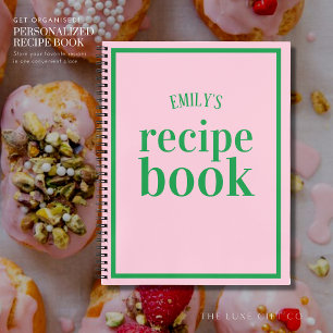 Modern Pink and Green Bridal Shower Recipe Book