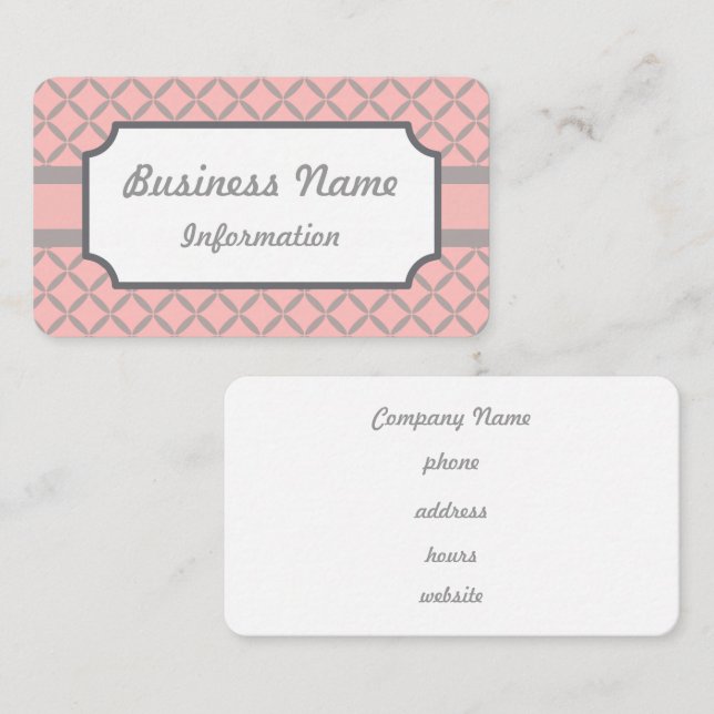 Modern Pink and Grey Business Card (Front/Back)