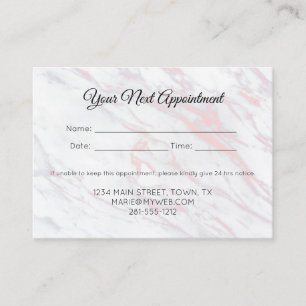 Modern Pink and Grey Marble Appointment Card