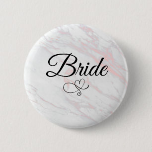 Modern Pink and Grey Marble Bride 6 Cm Round Badge