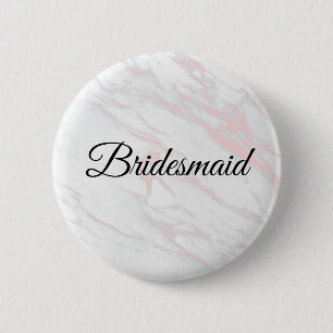 Modern Pink and Grey Marble Bridesmaid 6 Cm Round Badge