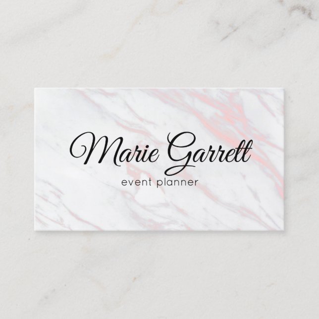Modern Pink and Grey Marble Business Card (Front)