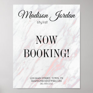 Modern Pink and Grey Marble Business Poster