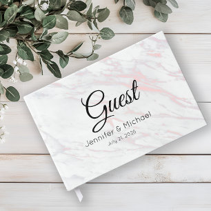 Modern Pink and Grey Marble Guest Book