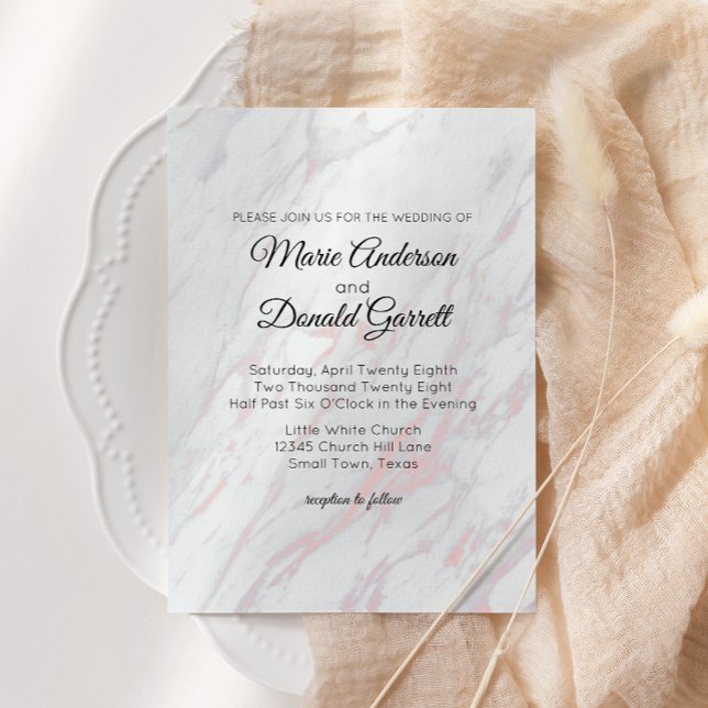 Modern Pink and Grey Marble Invitation (Creator Uploaded)