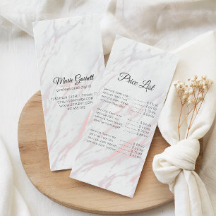 Modern Pink and Grey Marble Price Rack Card