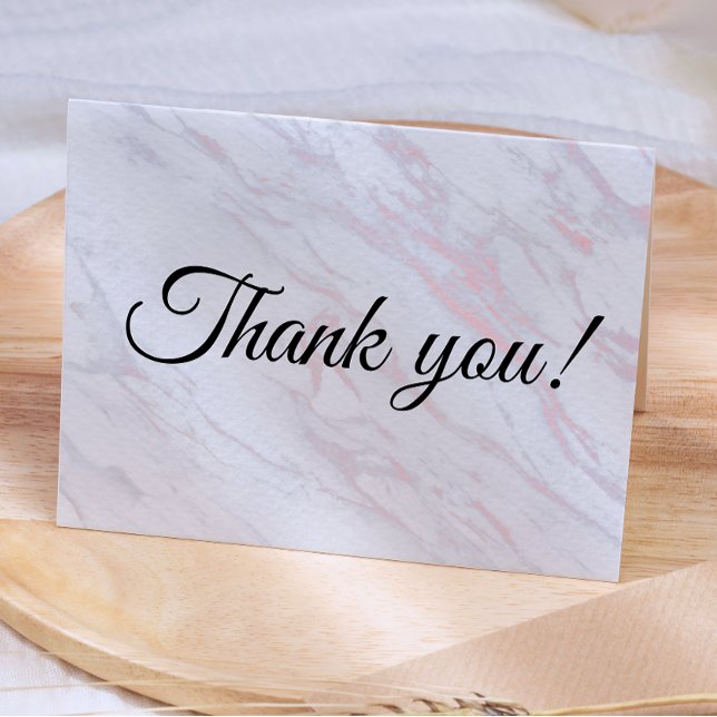 Modern Pink and Grey Marble Thank You Card (Creator Uploaded)