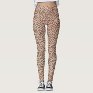 Modern Pink and Grey Mosaic Animal Print Leggings