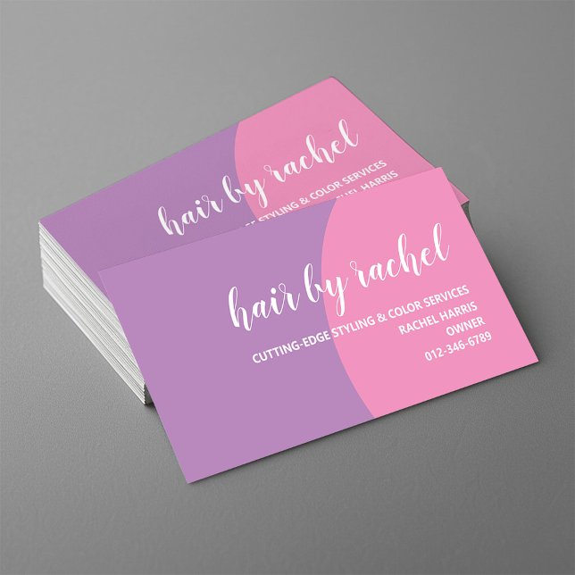 Modern Pink and Purple Geometric Circle Hair Salon Business Card (Creator Uploaded)
