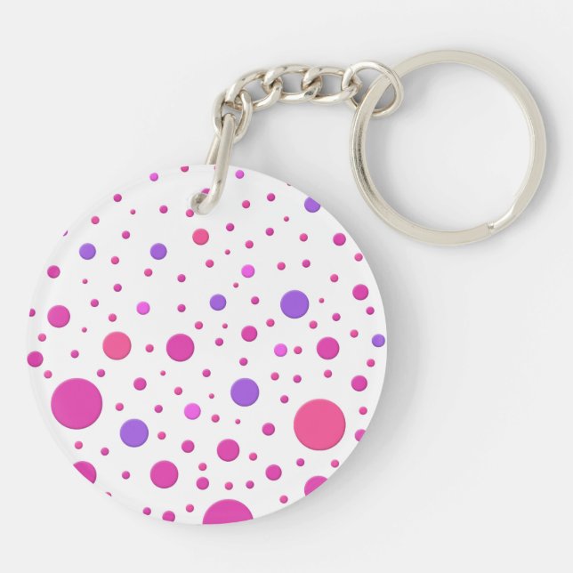 Modern Pink and Purple Random Circles Key Ring (Back)