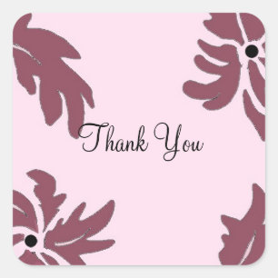 Modern Pink and Raspberry Floral Thank You Square Sticker