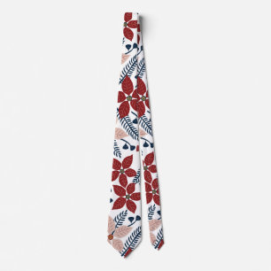 Modern Pink and Red Floral Pattern Tie