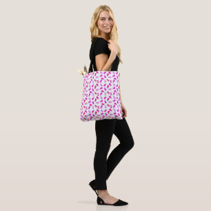 Modern pink and red pineapples tote bag