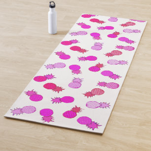 Modern pink and red pineapples yoga mat