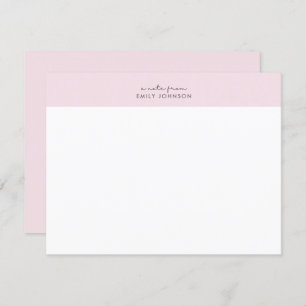 Modern pink and white a note from flat card