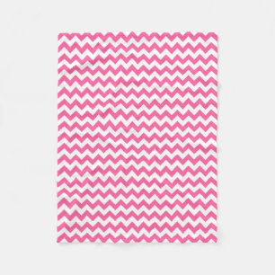 Modern Pink and White Chevron Zigzag Fleece Blanket