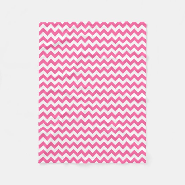Modern Pink and White Chevron Zigzag Fleece Blanket (Front)