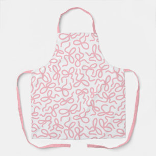 Modern Pink and White Girly Coquette Bow Pattern Apron