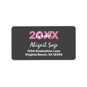 Modern Pink and White Graduation Address Label