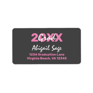 Modern Pink and White Graduation Address Label