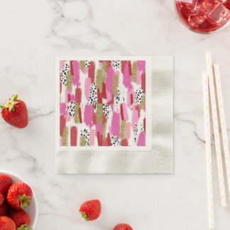 Modern Pink and White Party Napkins
