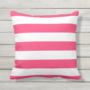Modern Pink and White Stripes Cushion