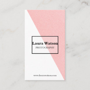 Modern Pink and White Unique Customisable Business Card