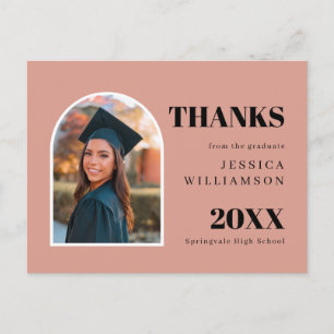  Modern Pink Arch Photo Graduation Thank You  Postcard